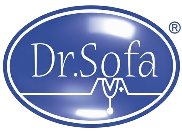 Dr. Sofa logo featuring the text 'Dr. Sofa' with a stylized figure holding a stethoscope and extending its arms around an oval design.