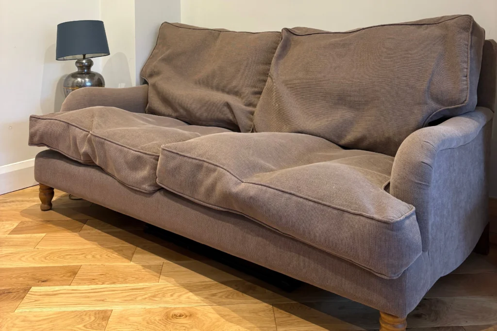 Swadlincote sofa before receiving new sofa cushion replacements